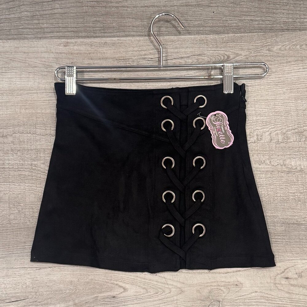 Suzette Collection Stretch Suede Large Grommet Skirt